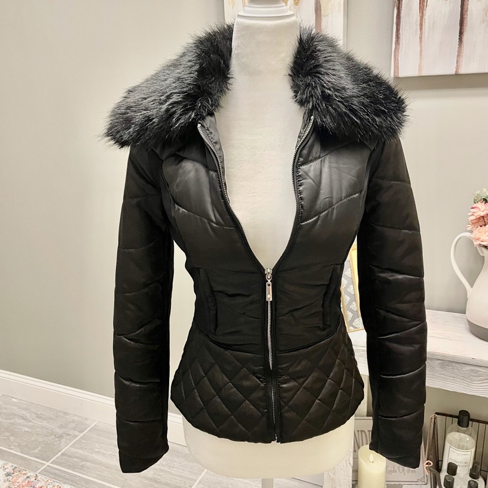WHBM Faux Fur Collar Jacket SZ XXS